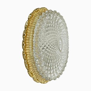 Gold Tone Glass Wall Light attributed to Glashütte Limburg, 1970s