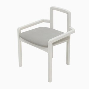 Silla auxiliar posmoderna de madera lacada en blanco, años 80