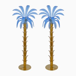 Murano Glass and Brass Palm Tree Floor Lamp from Maestri Muranesi, 1970s, Set of 2