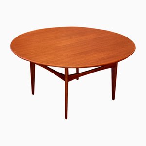 Tavolino da caffè rotondo in teak di Karl-Erik Ekselius per Joc Vetlanda, Svezia, anni '50
