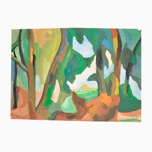 André Von Wurstemberger, Composition, Aquarelle et Gouache sur Carton, 1982