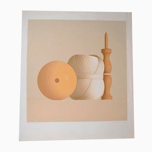 Frédéric Vidalens, Wollknäuel & Bilboquet, Original Lithographie auf Pergamentpapier, 1980er