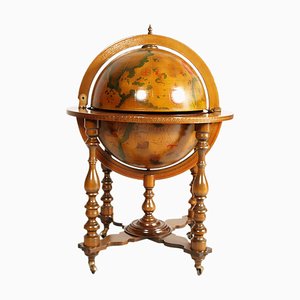 Italian Cocktail Bar Cart on Decorated World Map, 1950s