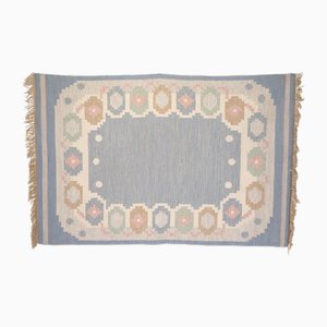 Mid-Century Swedish Kilim in Pale Blue Tones, 1960