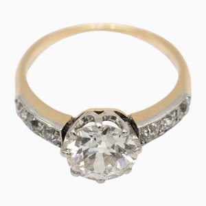 Anello in oro con diamante europeo, fine XIX secolo