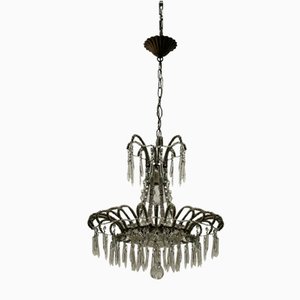 Vintage Italian Crystal Beaded Light Pendant, 1960s