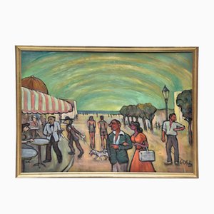 Georg Von Behrens, Figures, Oil Painting on Canvas, 1950s