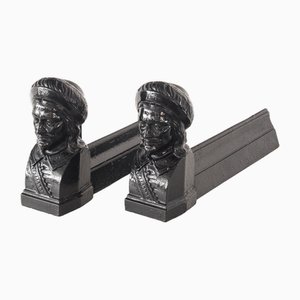 Antike Gusseisen Andirons, 1940er, 2er Set