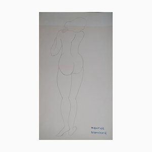Maurice Blanchard, Akt von hinten gesehen, Bleistiftzeichnung auf Arches Papier, 1950er
