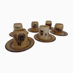 Studio Keramik Frühstücksteller & Kaffeetasse von Heinz Theo Dietz, 1960er, 12 . Set