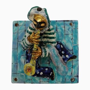 Coat Hook with Venetian Mask in Painted Ceramic by Otello Rosa for Manifattura San Polo Venezia