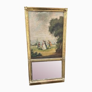 Trumeau Spiegel mit romantischer Malerei, 1800