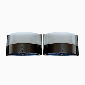 Wall Sconces in Steel and Glass by Luigi Caccia Dominioni for Azucena, 1980s, Set of 2