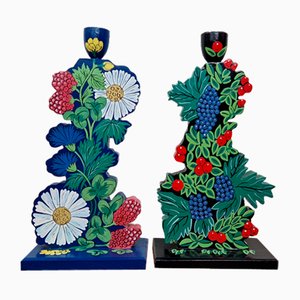 Handbemalte Vintage Kerzenhalter von Ikea, Sri Lanka, 1980er, 2er Set