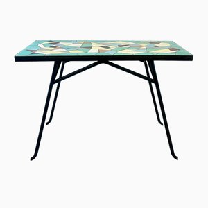 Tavolino da caffè Mid-Century in ghisa e mosaico, anni '60