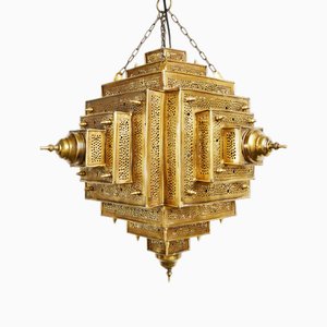 Square Brass Work Lantern, 1990s