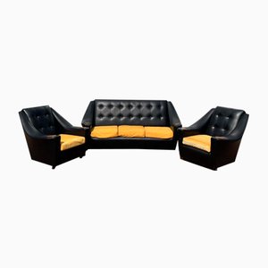 Mid-Century Three-Seater Sofa and Armchairs, Set of 3