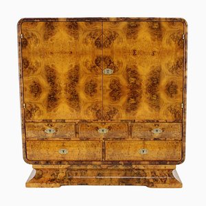 Art Deco Cabinet with Drawers in Walnut Finish, Czechoslovakia, 1930s