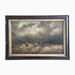 German School Artist, Scene of a Shipwreck, 1840, Oil on Canvas