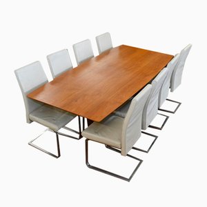 Mid-Century Modern Italian Dining Table and Effezeta Chairs, Set of 9