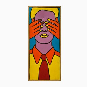 Jeanne, Surprendre: mujer con ojos ocultos, 2001, óleo sobre lienzo
