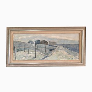 Blue Coast, 1950s, Oil Painting, Framed