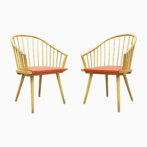 Fauteuils Mid-Century en Hêtre, 1950s, Set de 2
