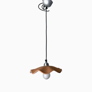 Ceiling Light with Terracotta Lampshade, 1980