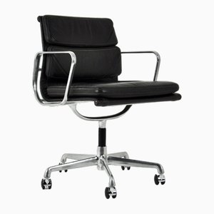 Black Leather Soft Pad Office Chair by Charles & Ray Eames for ICF, 1970s
