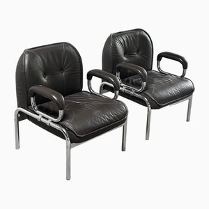 Set of Leather Eurochair Lounge Chairs by Hans Eichenberger for Girsberger, 1970s