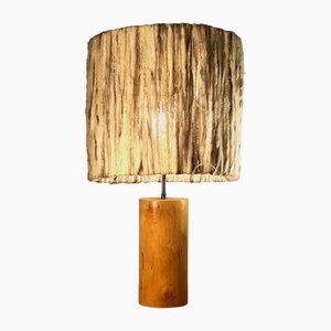 Mid-Century-Modern Brutalist Rustic Sculptural Wood Table Lamp, France, 1970s