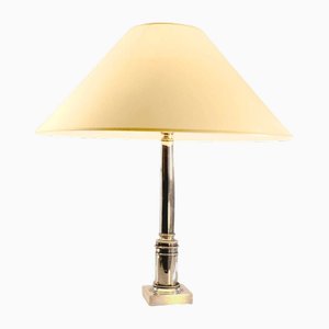 Lampada da tavolo neoclassica in bronzo argentato, Francia, anni '70