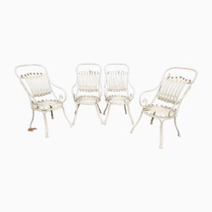 Antique French Wrought Iron Bistro Chairs, Set of 4