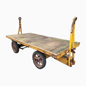 Industrial Transport Cart in Cast Iron and Wood