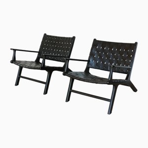 Schwarze Modell Hollywood Niedrige Ledersessel von Olivier De Schrijver, 1990er, 2er Set