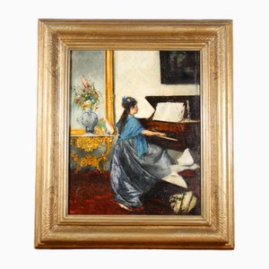 Lady in a Bourgeois Salon, 1920s, Oil on Canvas
