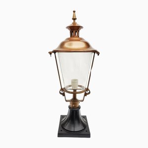 Antique Victorian Classic Copper Pillar Lamp Lantern on Base Outdoor Lamp