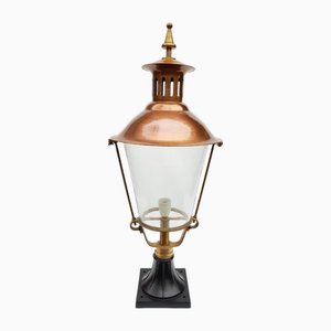 Antique Victorian Classic Copper Pillar Lamp Lantern on Base Outdoor Lamp