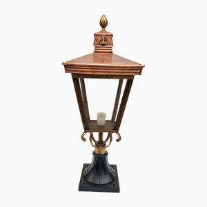 Antique Victorian Classic Copper Pillar Lamp Lantern on Base Outdoor Lamp