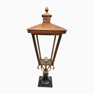 Antique Victorian Classic Copper Pillar Lamp Lantern on Base Outdoor Lamp
