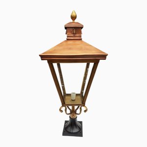 Antique Victorian Classic Copper Pillar Lamp Lantern on Base Outdoor Lamp