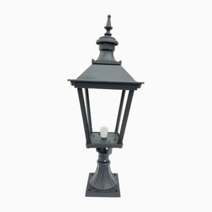 Antique Classic Victorian Cast Iron Pillar Lamp Lantern on Base Outdoor Lamp
