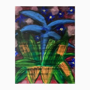 Gauthier Bruel, Fleurs Bleues dans la Jungle, Acryl auf Leinwand, 2024