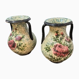 Vases with Peonies Decor, 1970s, Set of 2