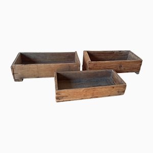 Scatole vintage in legno, anni '50, set di 3