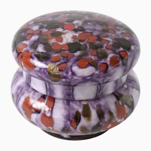 Purple Honeycomb Spatter Glass Box from Franz Welz, 1920s