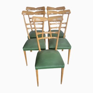 Sedie Mid-Century moderne in ecopelle, set di 5