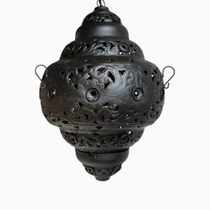 Große schwarze Laternenlampe aus Metall, 2010er