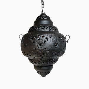 Mittelgroße Laternenlampe aus schwarzem Metall, 2010er