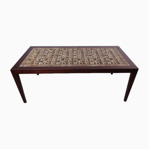 Fully Restored Mahogany Coffee Table with Royal Copenhagen Tiles by Severin Hansen for Haslev Møbelsnedkeri, 1960s